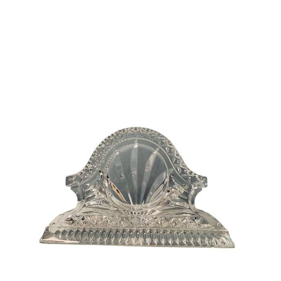 Vintage Lead Crystal Quartz Mantel Desk Clock Working Condition Clear Glass - Picture 3 of 15